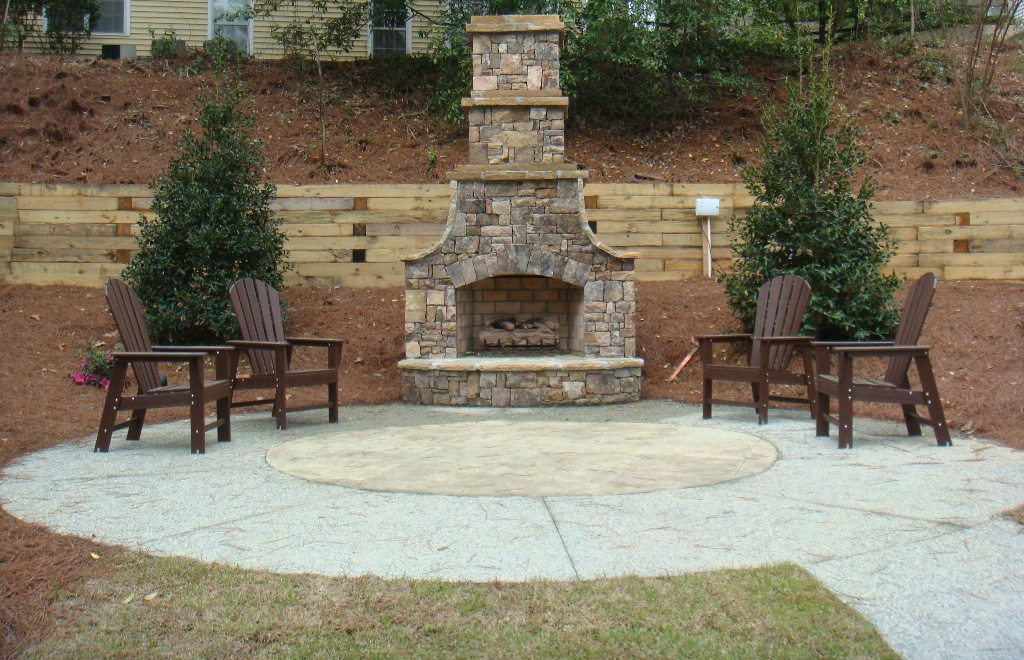 Beautiful Outdoor Fireplace Landcape Service Company Dalton