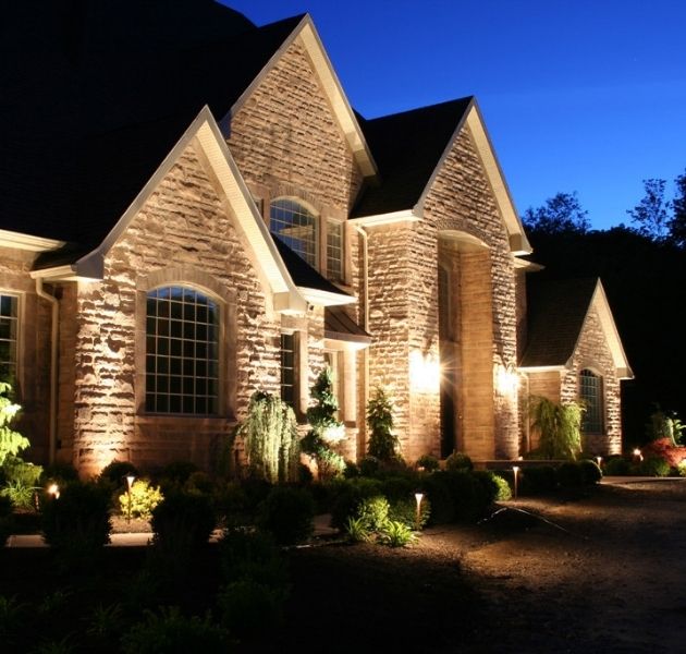 Home with Landscape Lighting