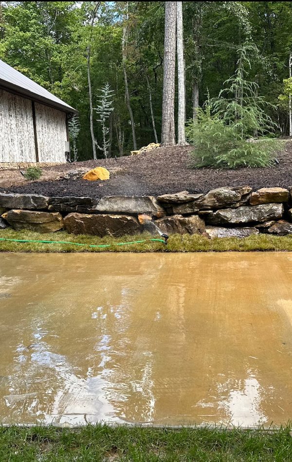 boulder retaining wall blue ridge lake